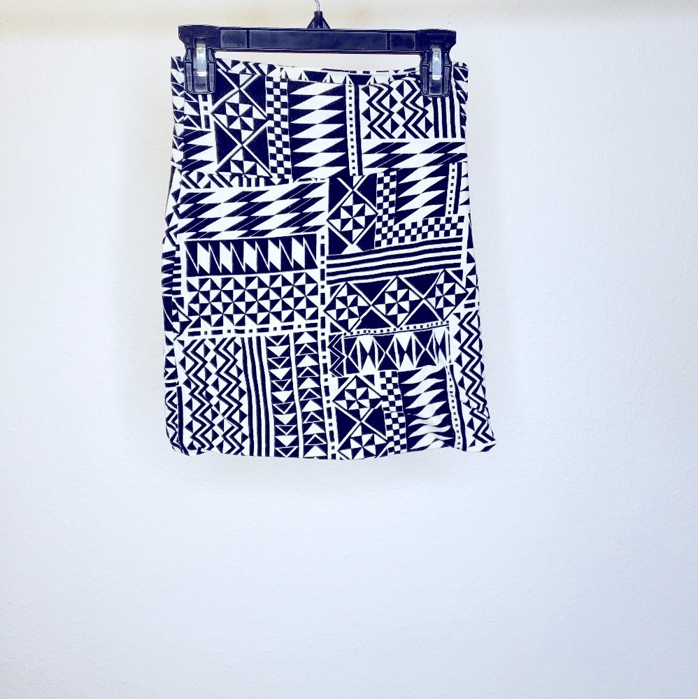 Cream And Black Tribal Mini Skirt